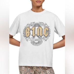 Anine Bing Off White Graphic Short Sleeve Tee Size small